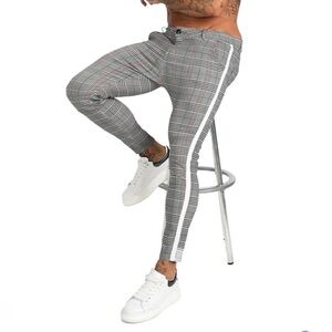 VGUC- Legend London Plaid Stretch Skinny Pants w/Side Stripe 34 Waist